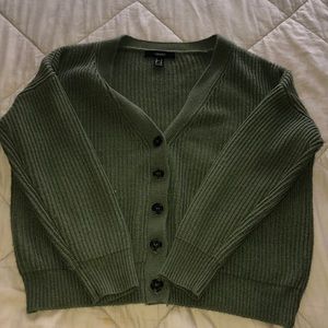 Olive green button up cardigan sweater